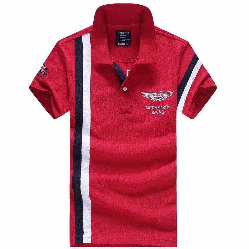 Aston Martin Racing (AMR) Small Logo Short Sleeve Polo Shirt Red - Obeezi.com