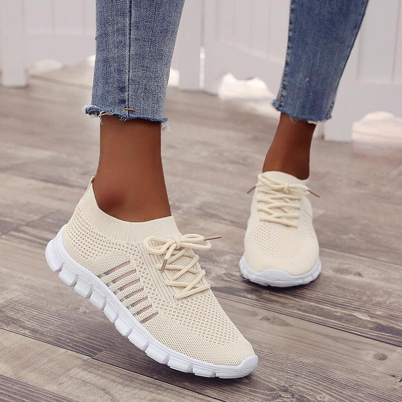 Breathable Open Side Ladies Sneakers -Ash - Obeezi.com