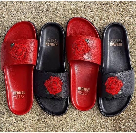 Buscemi Rose Petal Designed Slide Black Obeezi