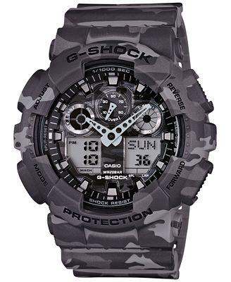 Casio G-Shock Analog-Digital Gray Camouflage Resin Strap Watch GA100CM - Obeezi.com