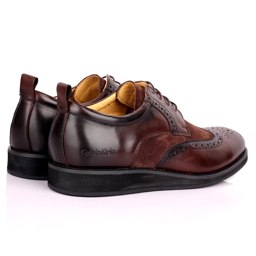 CK Classic Brogue And Half Suede Designed Leather Shoe - Obeezi.com
