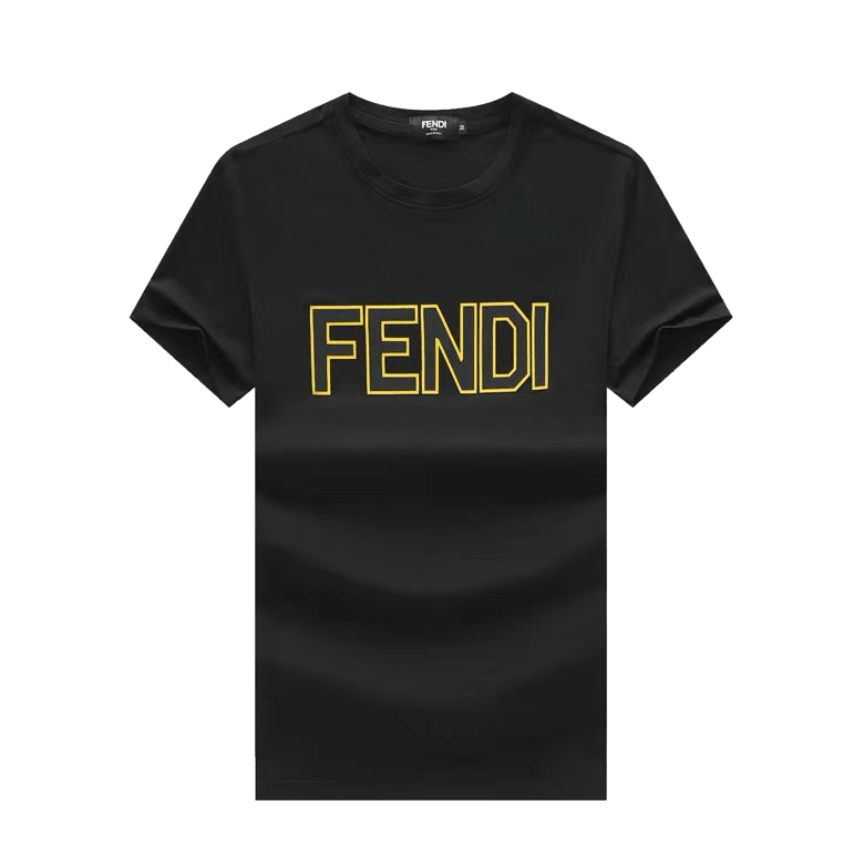 Fend Full Front Logo Print Organic Cotton T-Shirt- Black - Obeezi.com