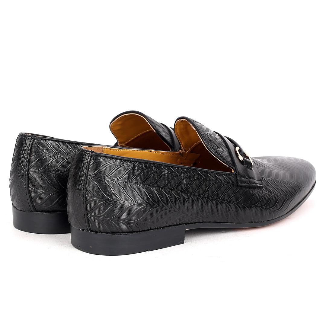 John Foster Classy Leather Pattern Designed Executive Shoe - Black - Obeezi.com