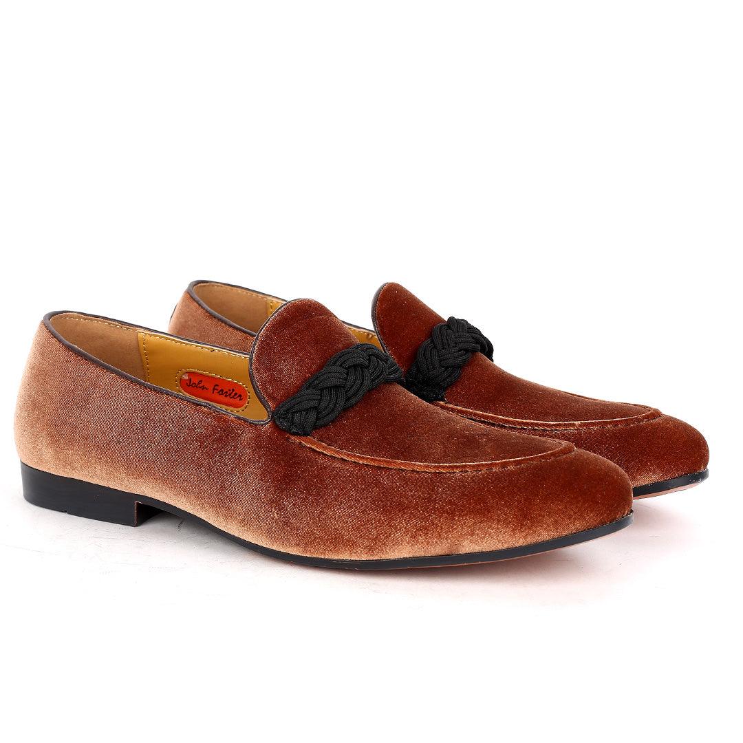 John Foster Twisted Woven Strap Brown Suede Leather Men's Shoe - Obeezi.com