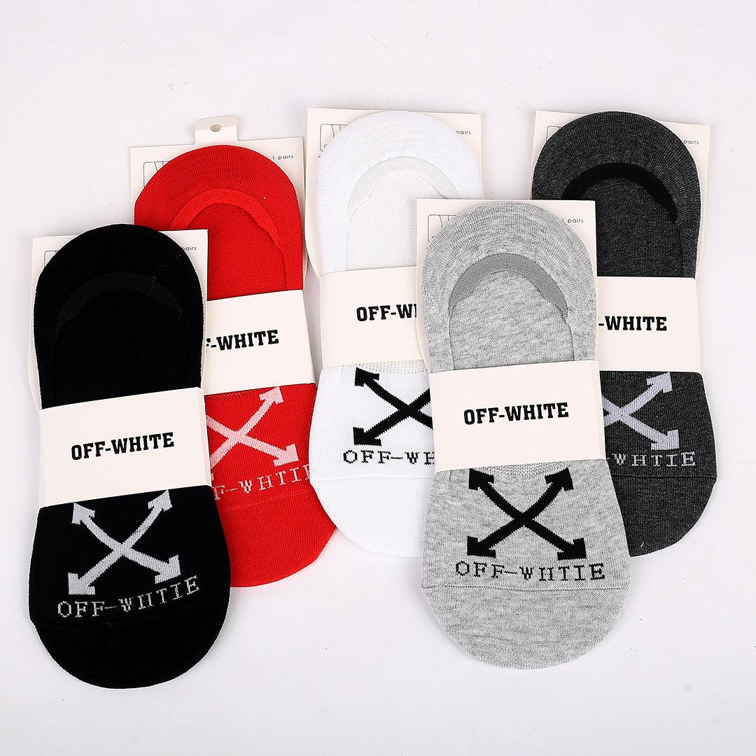 Off X Logo Designed White, Black, Grey, Red And Ash Socks - Obeezi.com