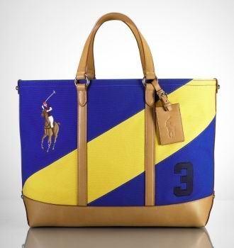 RL Blue and Yellow Female Big Pony Hand Bag - Obeezi.com