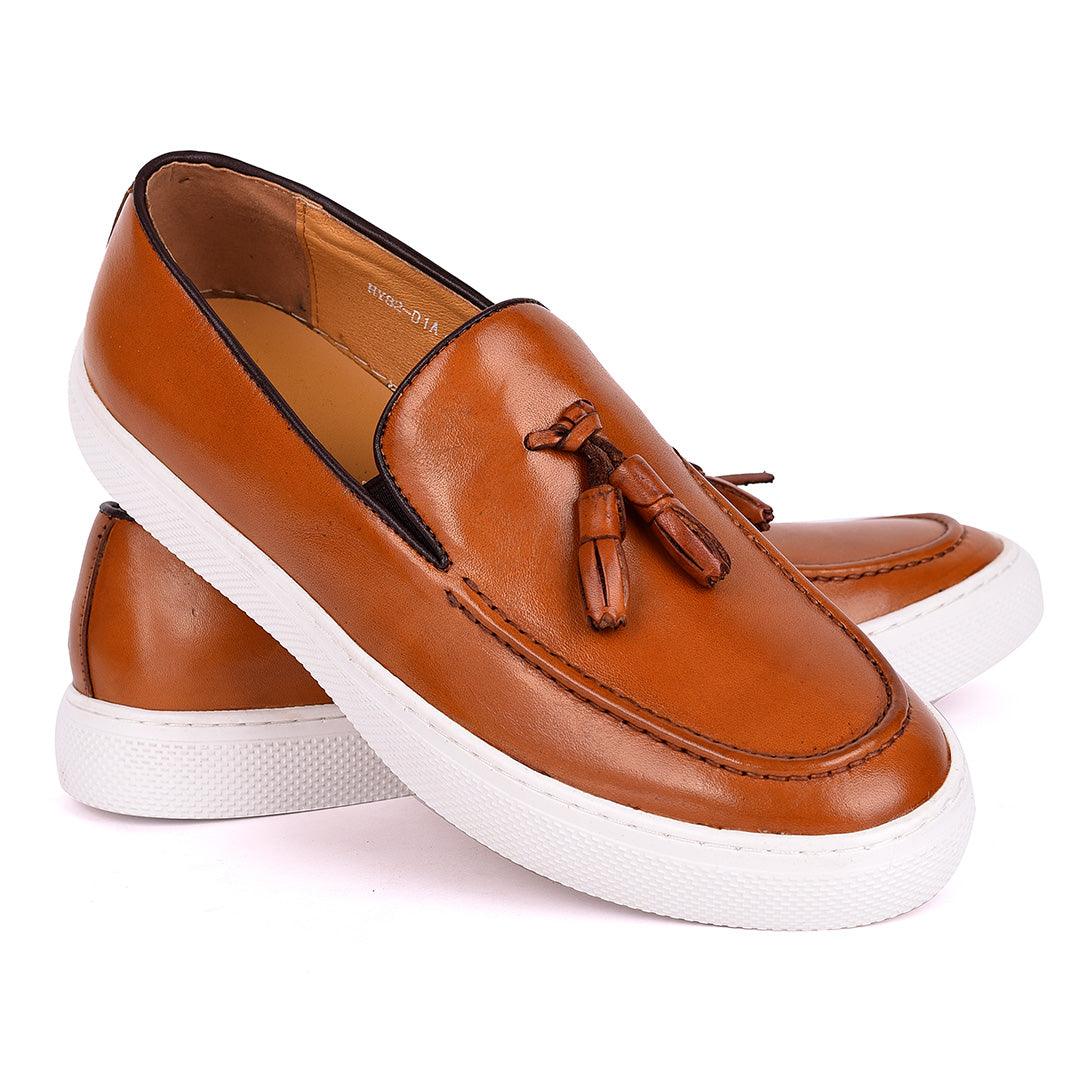 Terry Taylors Classic Tassel Designed Men's Sneaker Shoe- Brown - Obeezi.com