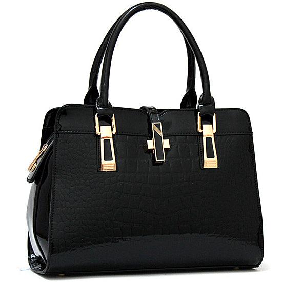 Vintage Luxury Tote Women's Handbag With Embossed logo Black - Obeezi.com