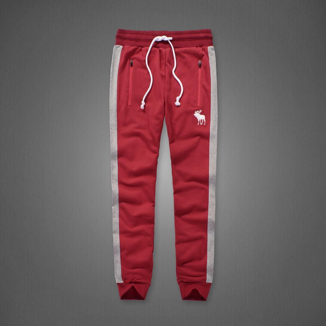Abercrombie And Fitch Embossed Moose Designed Dual Colored Joggers- Red - Obeezi.com