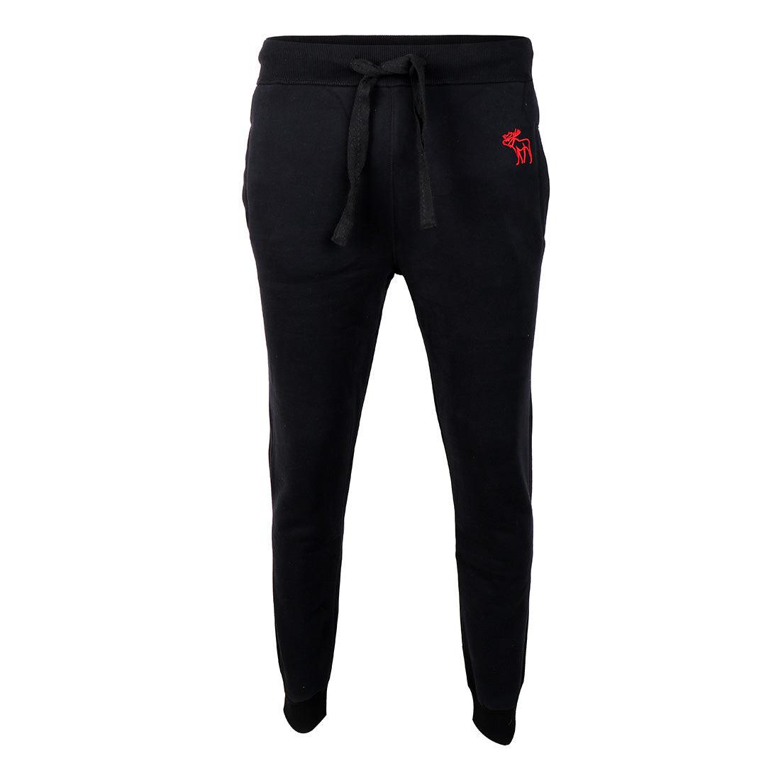 Abercrombie And Fitch Embroidered Moose Designed Black Joggers - Obeezi.com