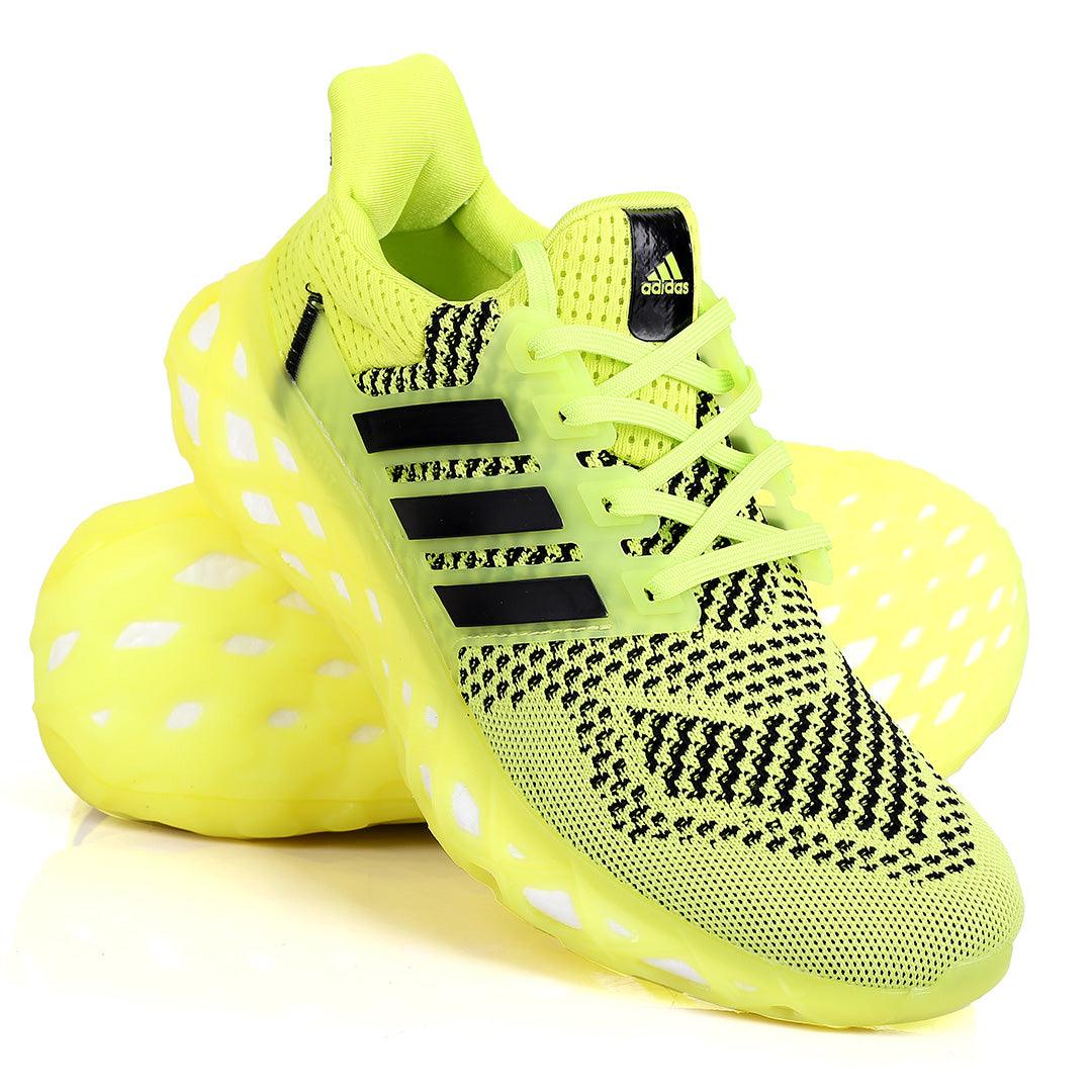 AD Boost Lemon And Black Designed Drift Men's Running Sneakers With Lemon Sole - Obeezi.com