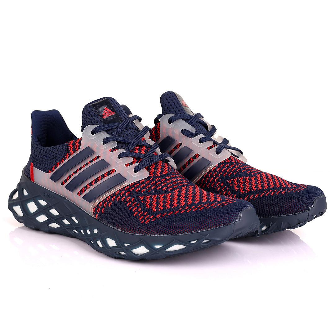 AD Boost Red And NavyBlue Men's Running Sneakers - Obeezi.com