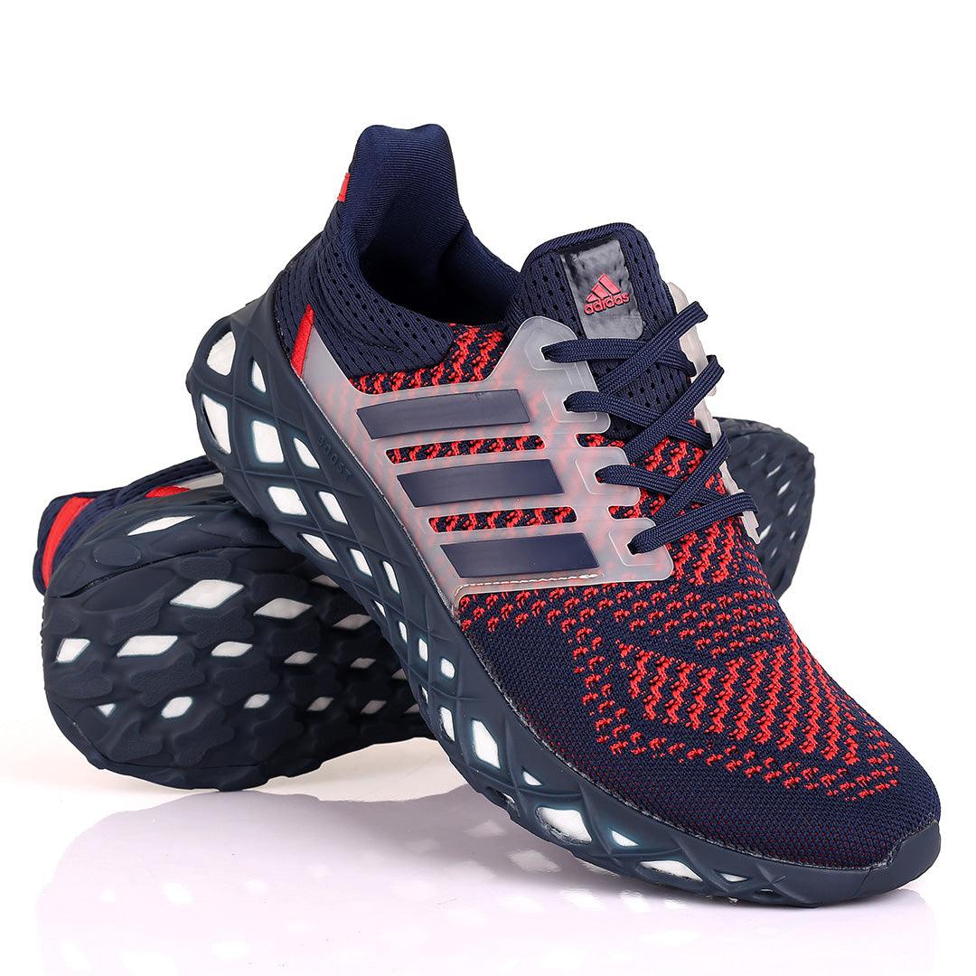 AD Boost Red And NavyBlue Men's Running Sneakers - Obeezi.com