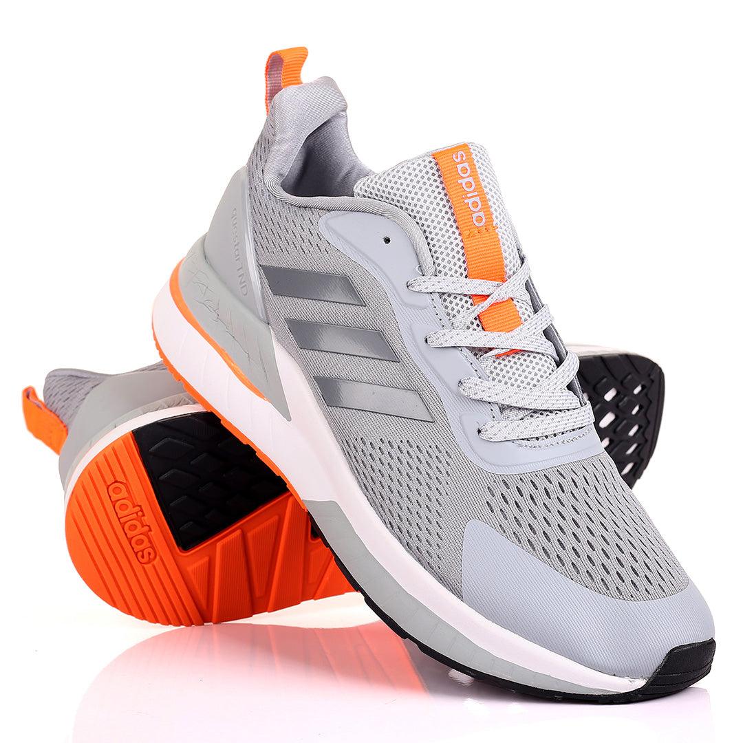 AD Cloudfoam Comfy Grey With White And Orange Sole Designed Lace Up Breathable Sneakers - Obeezi.com
