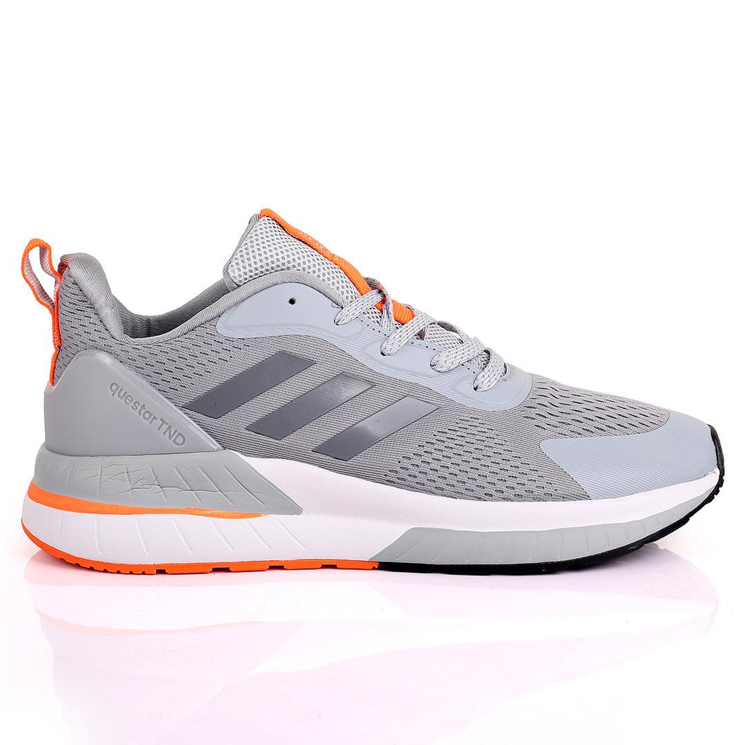 AD Cloudfoam Comfy Grey With White And Orange Sole Designed Lace Up Breathable Sneakers - Obeezi.com