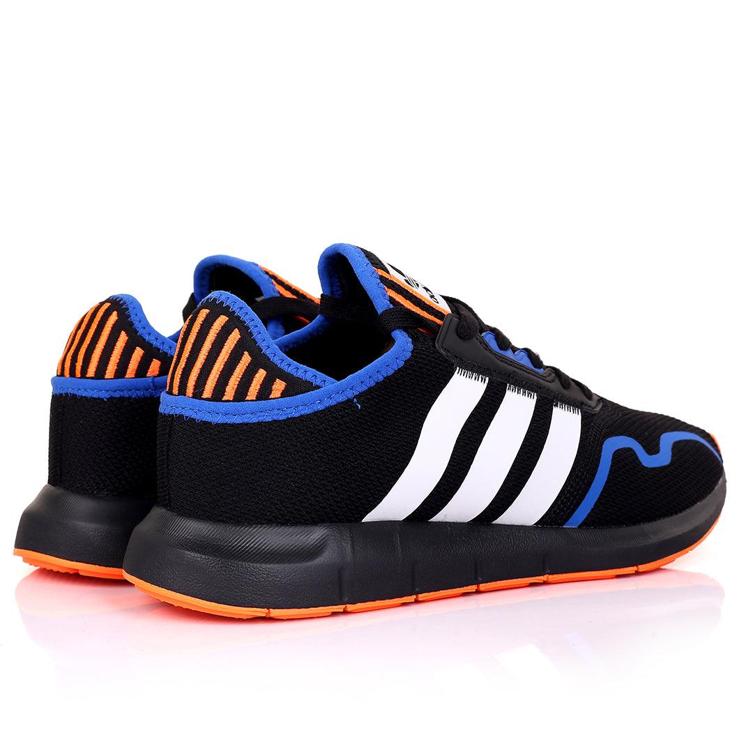 AD Comfy Black With White And Orange Stripe Designed Sneakers - Obeezi.com