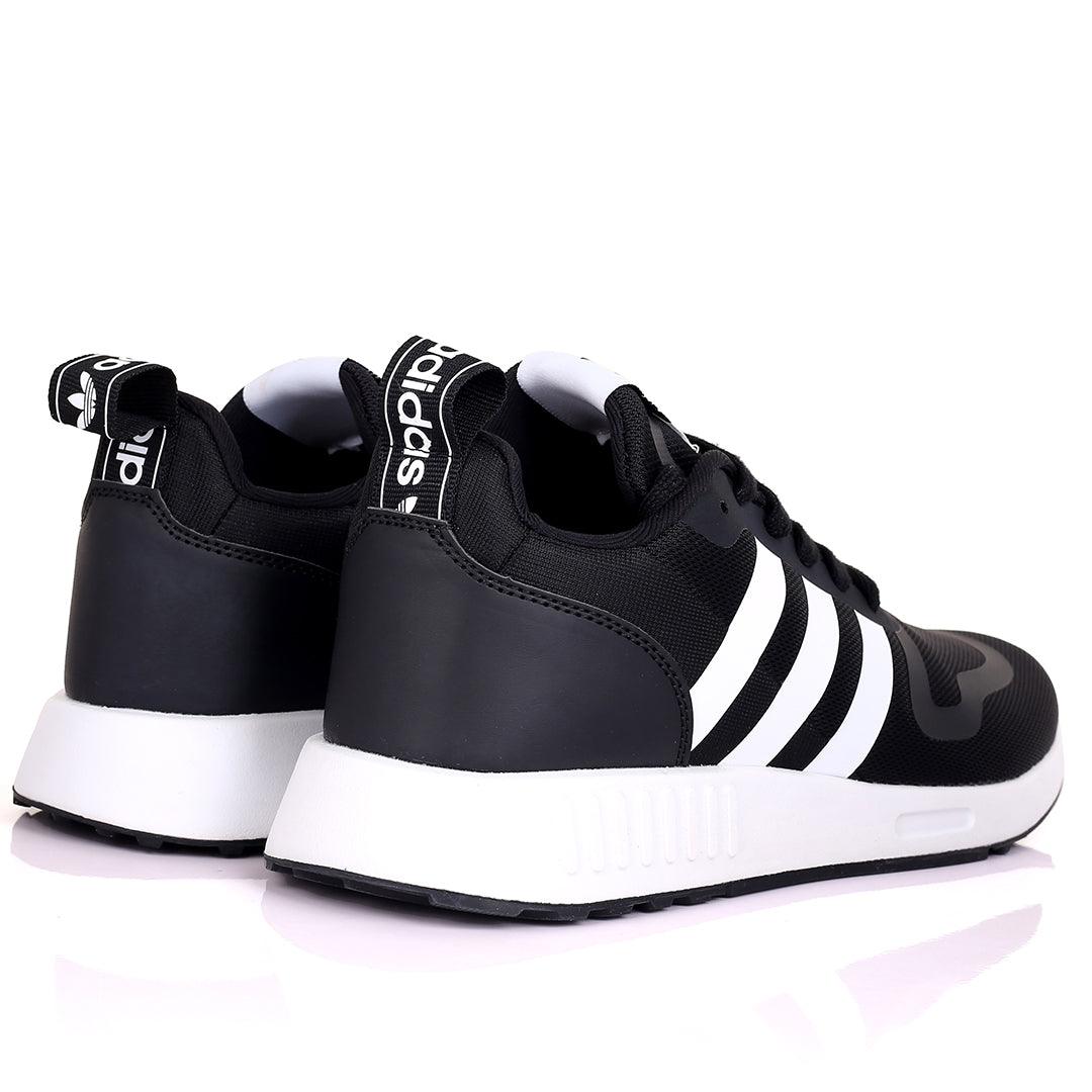 AD Comfy Black With White Stripe And White Sole Lace Up Designed Sneakers - Obeezi.com