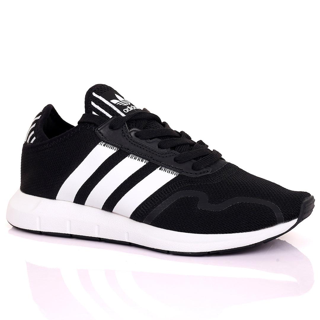 AD Comfy Black With White Stripe Design And White Sole Designed Sneakers - Obeezi.com