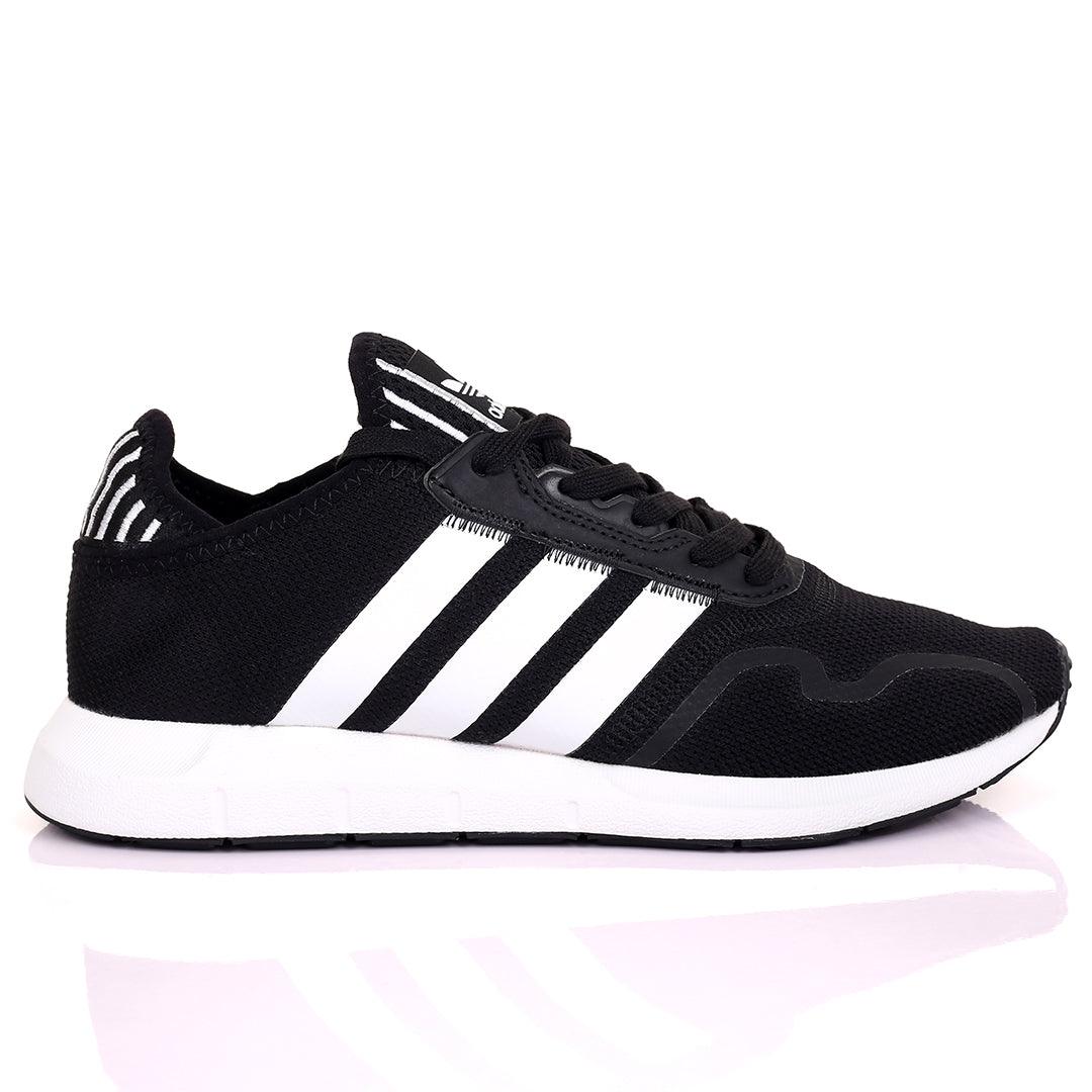 AD Comfy Black With White Stripe Design And White Sole Designed Sneakers - Obeezi.com