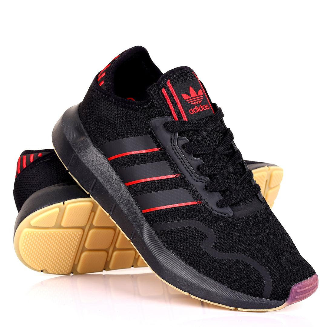 AD Exquisite Black With Red Striped Designed Running Sneakers - Obeezi.com