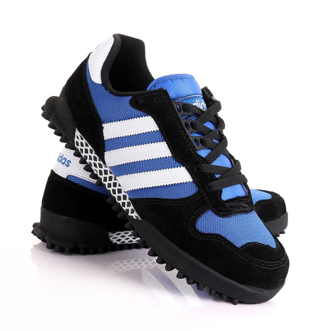 Ad Simplified Fabric Black And Royal Blue Sneakers - Obeezi.com