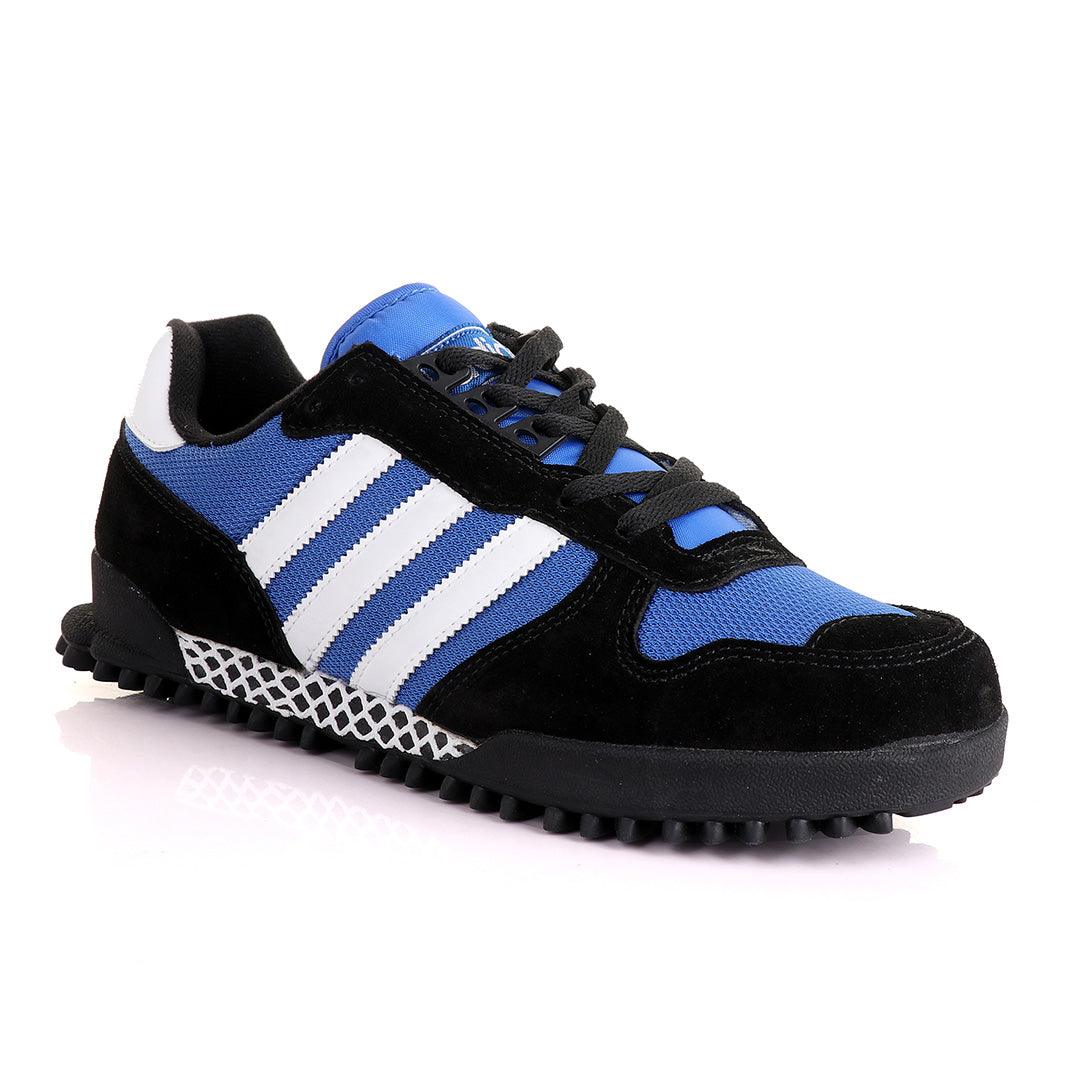 Ad Simplified Fabric Black And Royal Blue Sneakers - Obeezi.com