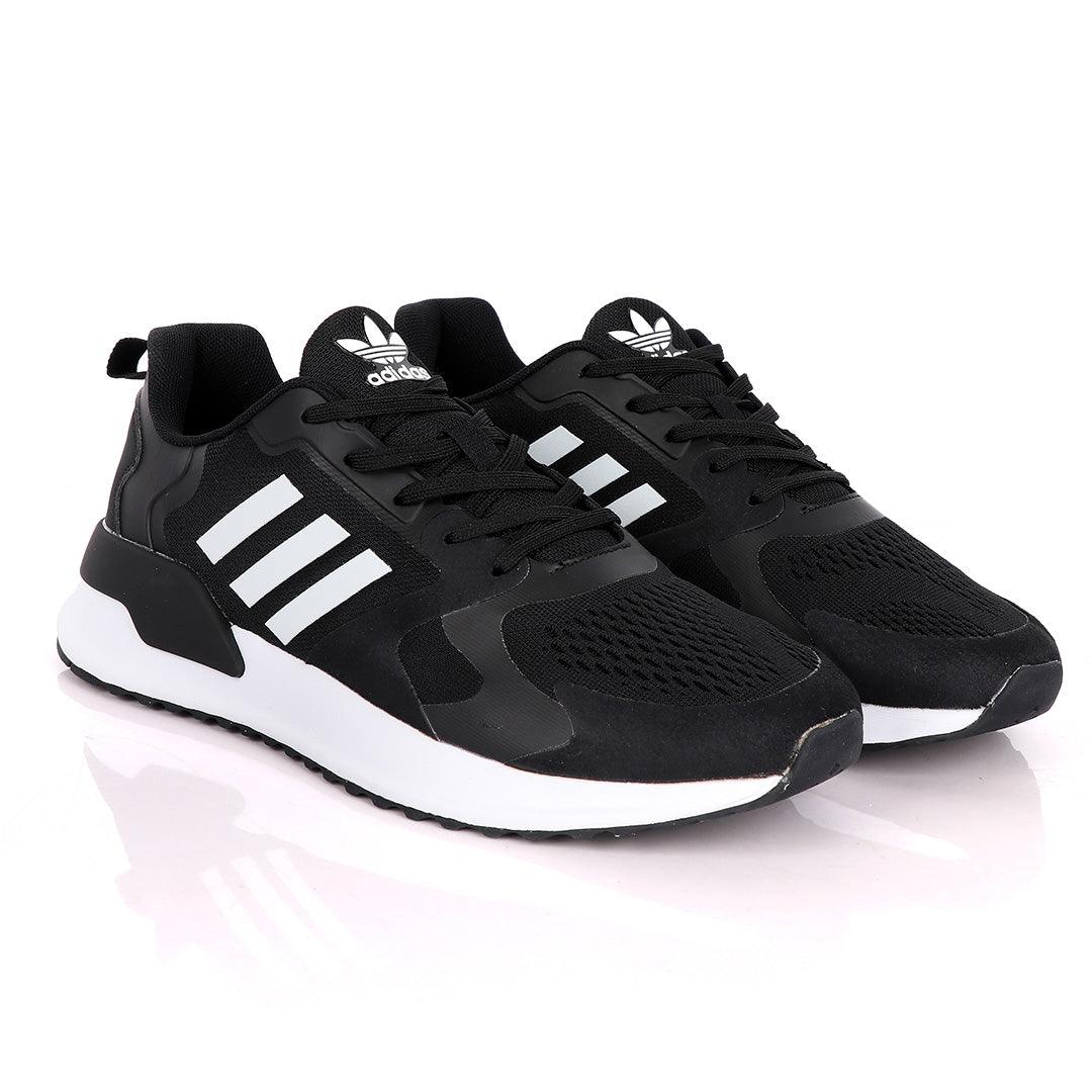 AD X_PLR Brand 3 White Stripes Black Sneakers - Obeezi.com