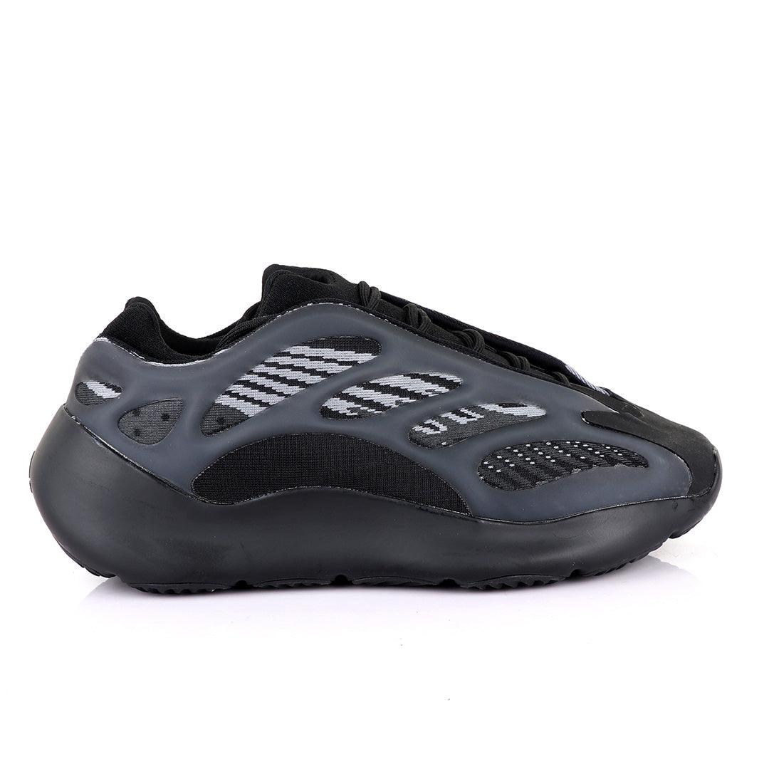 Adidas 700 Yeezy Boost White Pattern Design Black Sneakers - Obeezi.com