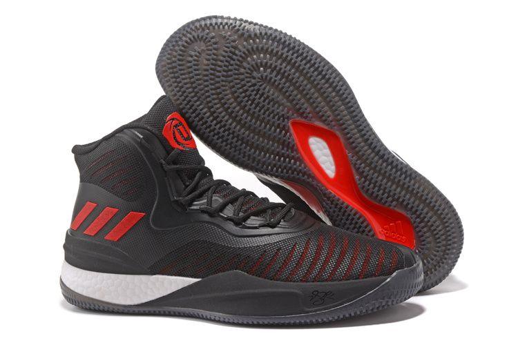 Adidas D Rose Englewood Boost 8 Black Red White Sneakers - Obeezi.com
