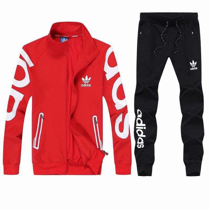 Adidas Hoodies and Joggers Crested White Logo - Red - Obeezi.com