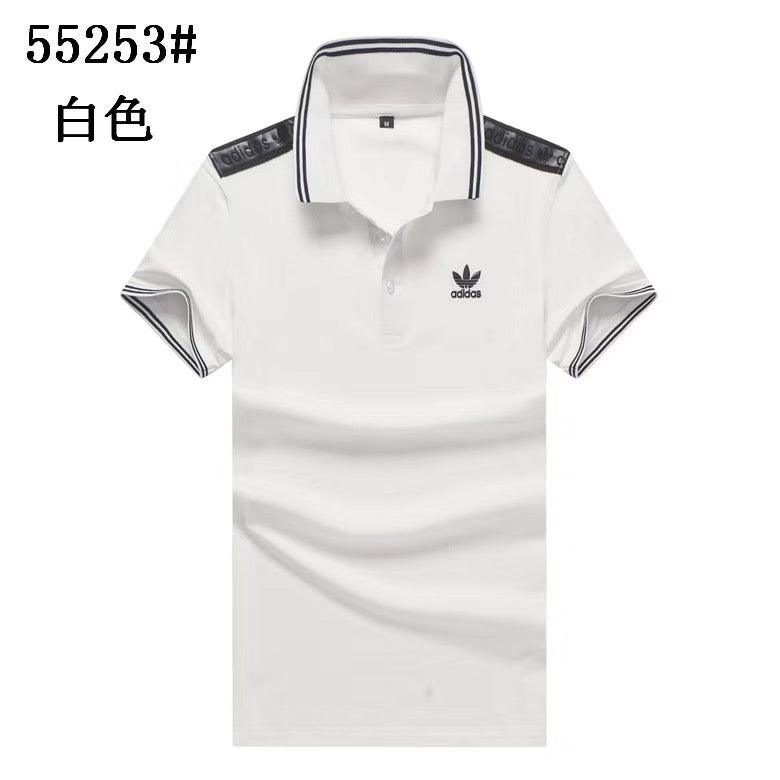 Adidas Men's Body-fit Grey And Black Stripes Collar White Polo Top - Obeezi.com