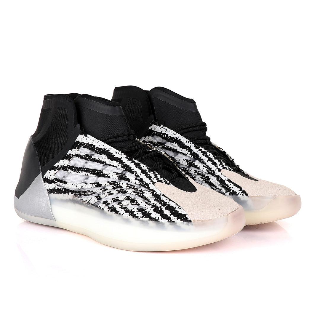 Adidas Yeezy Basketball Quantum Black and White Sneakers - Obeezi.com