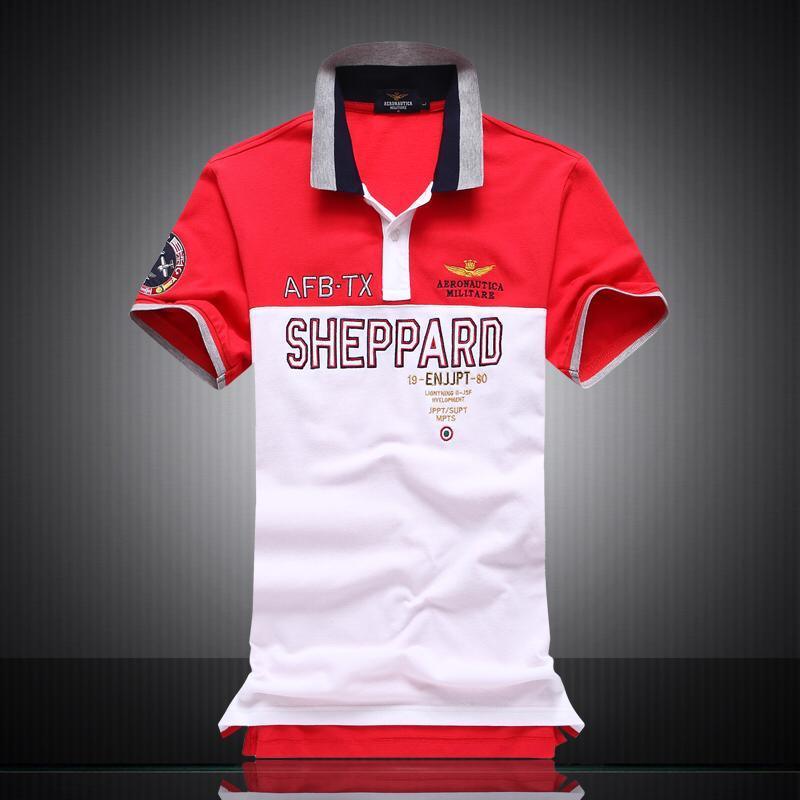 Aeronautica Sheppard Red and White Short Sleeve Shirt Polo - Obeezi.com
