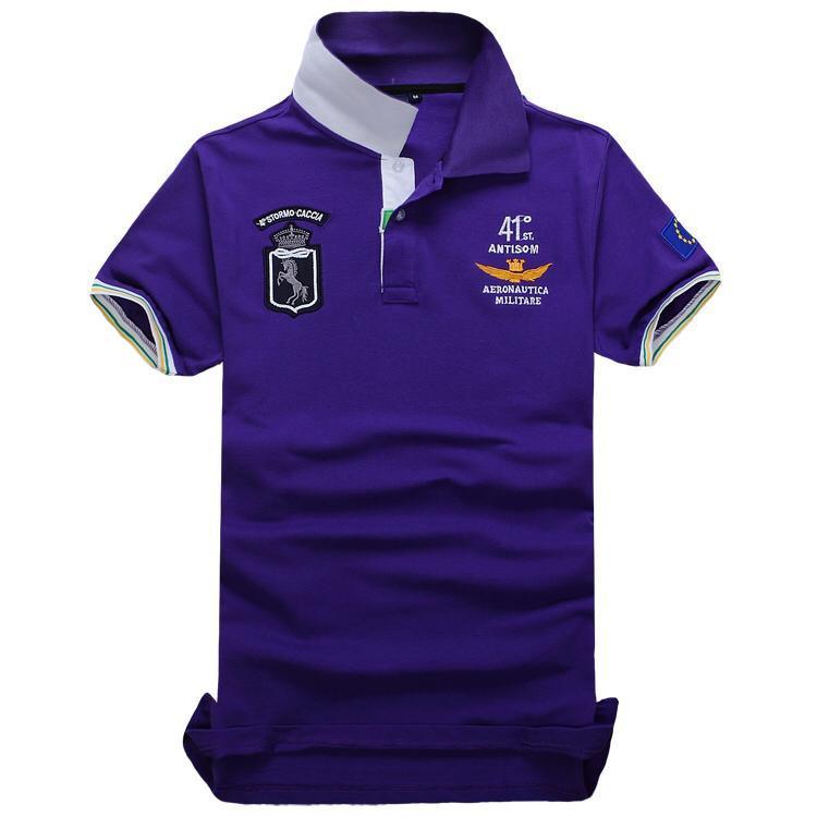 Aeronautica Stormo Caccia Short Sleeve Shirt Polo-Purple - Obeezi.com