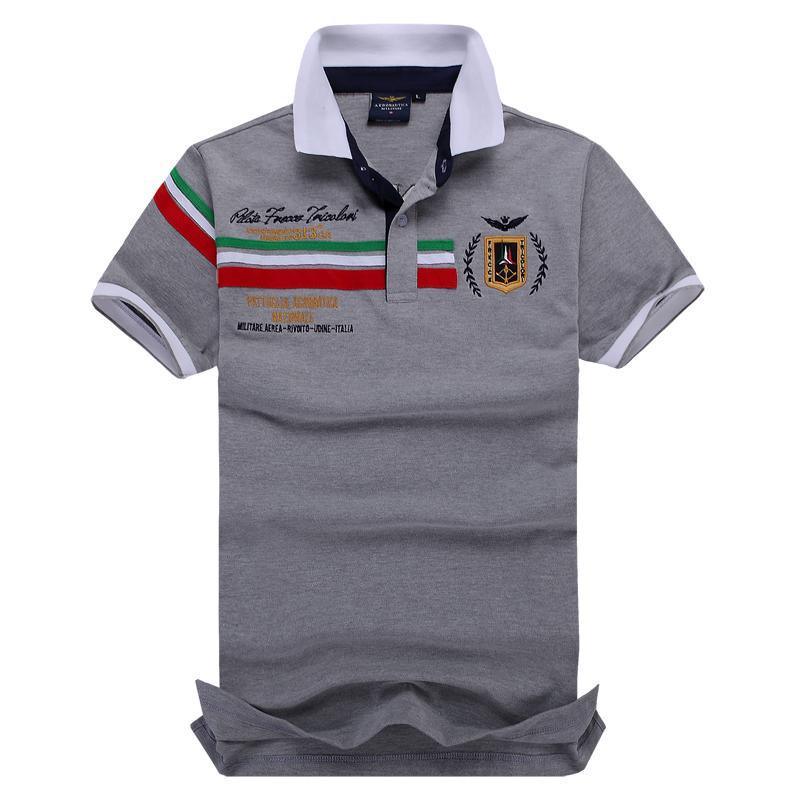 Aeronautical Polo Shirt Men's Boutique Embroidery Breathable-Ash - Obeezi.com