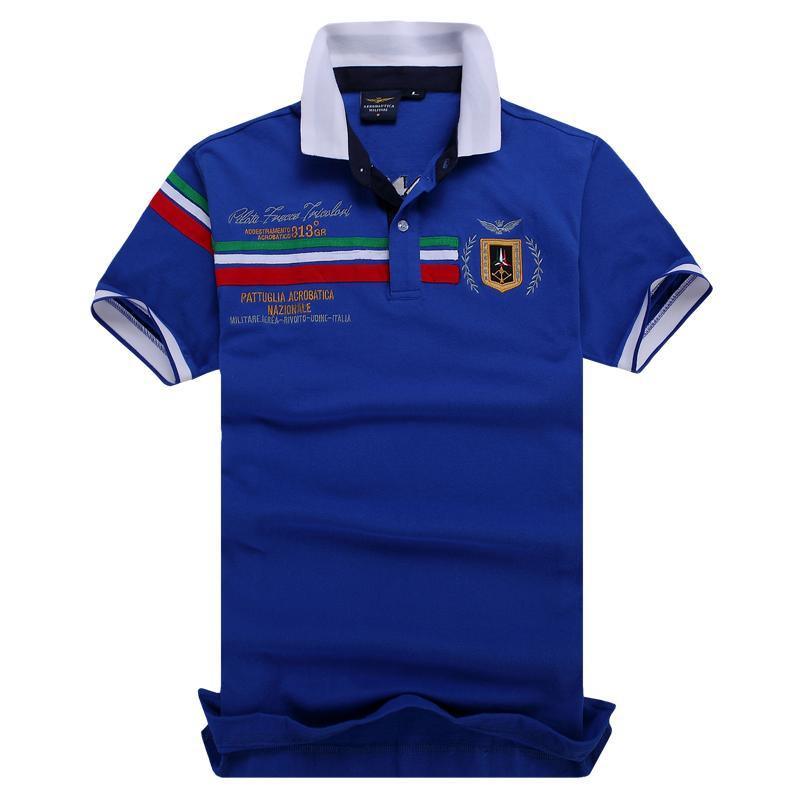 Aeronautical Polo Shirt Men's Boutique Embroidery Breathable-Blue - Obeezi.com