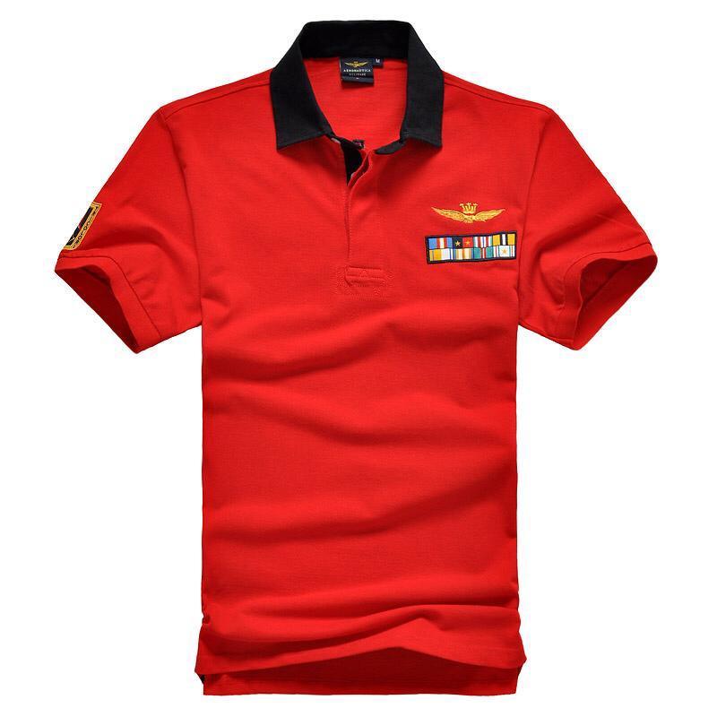 Aeronautical Polo Shirt Men's Short Sleeve With Rank Badge - Obeezi.com