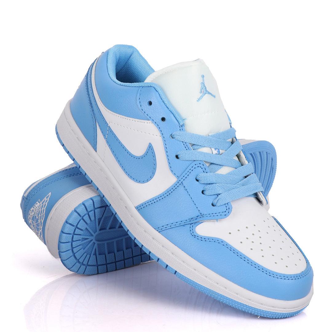 Air Jordan 1 Low SkyBlue And White Sneakers - Obeezi.com