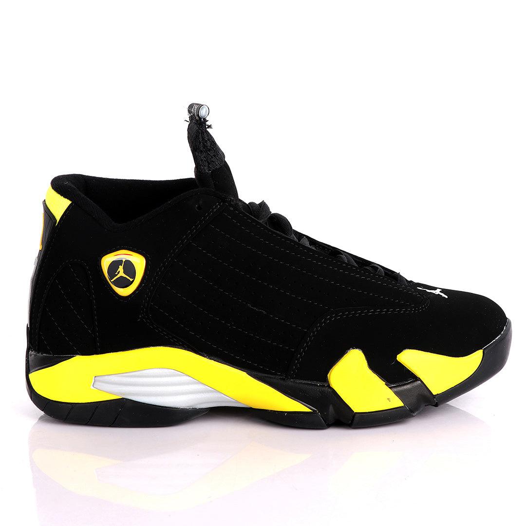 Air Jordan 14 Retro Black And Yellow Sneakers - Obeezi.com