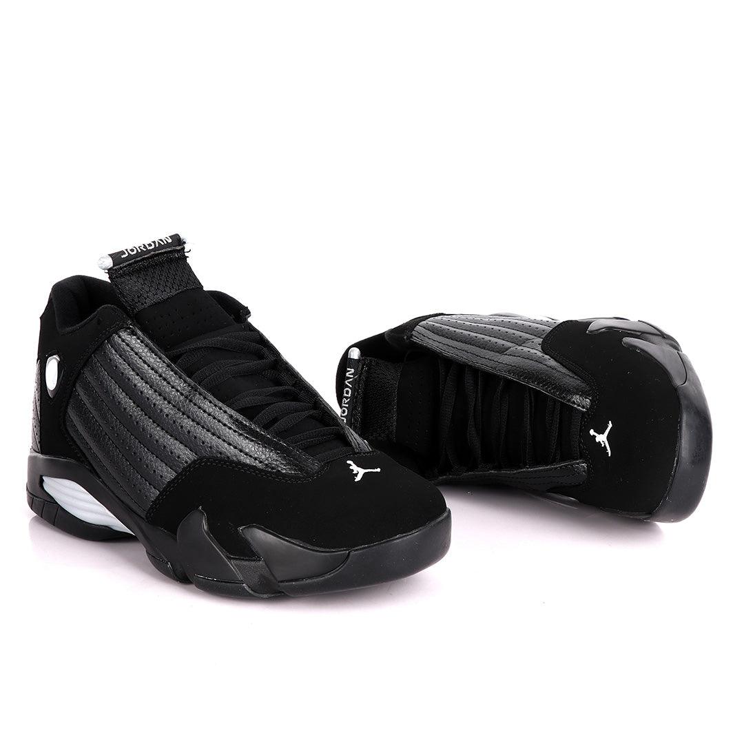 Air Jordan 14 Retro Royal Black Suede Sneakers - Obeezi.com