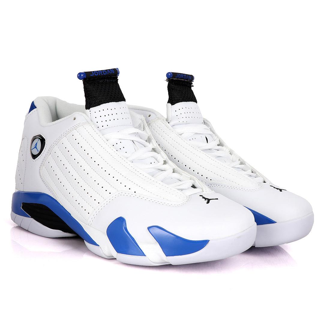 Air Jordan 14 Retro White And Blue Sneakers - Obeezi.com
