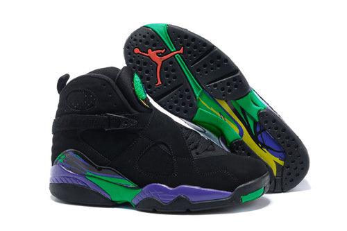 Air Jordan 8 Retro High top Basketball Sneaker Black Purple Green - Obeezi.com