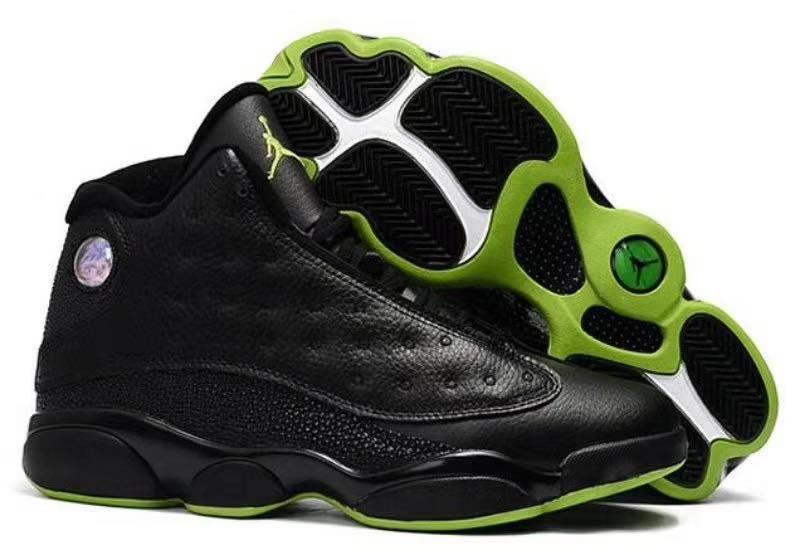 AJ 13 Retro Black Green Basketball Sneakers - Obeezi.com