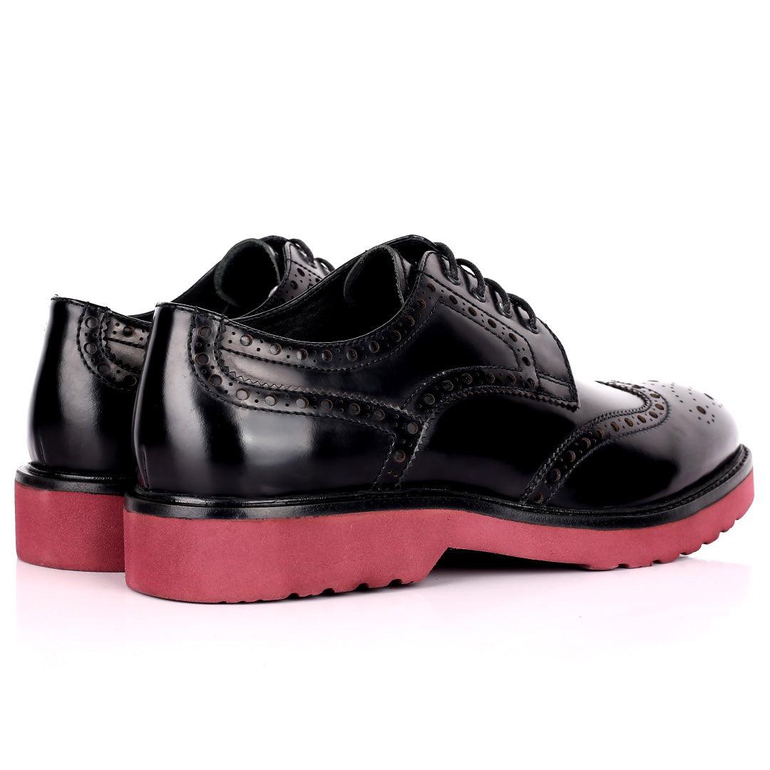 Alb Leather Perforated Designed Formal Shoes - Black - Obeezi.com