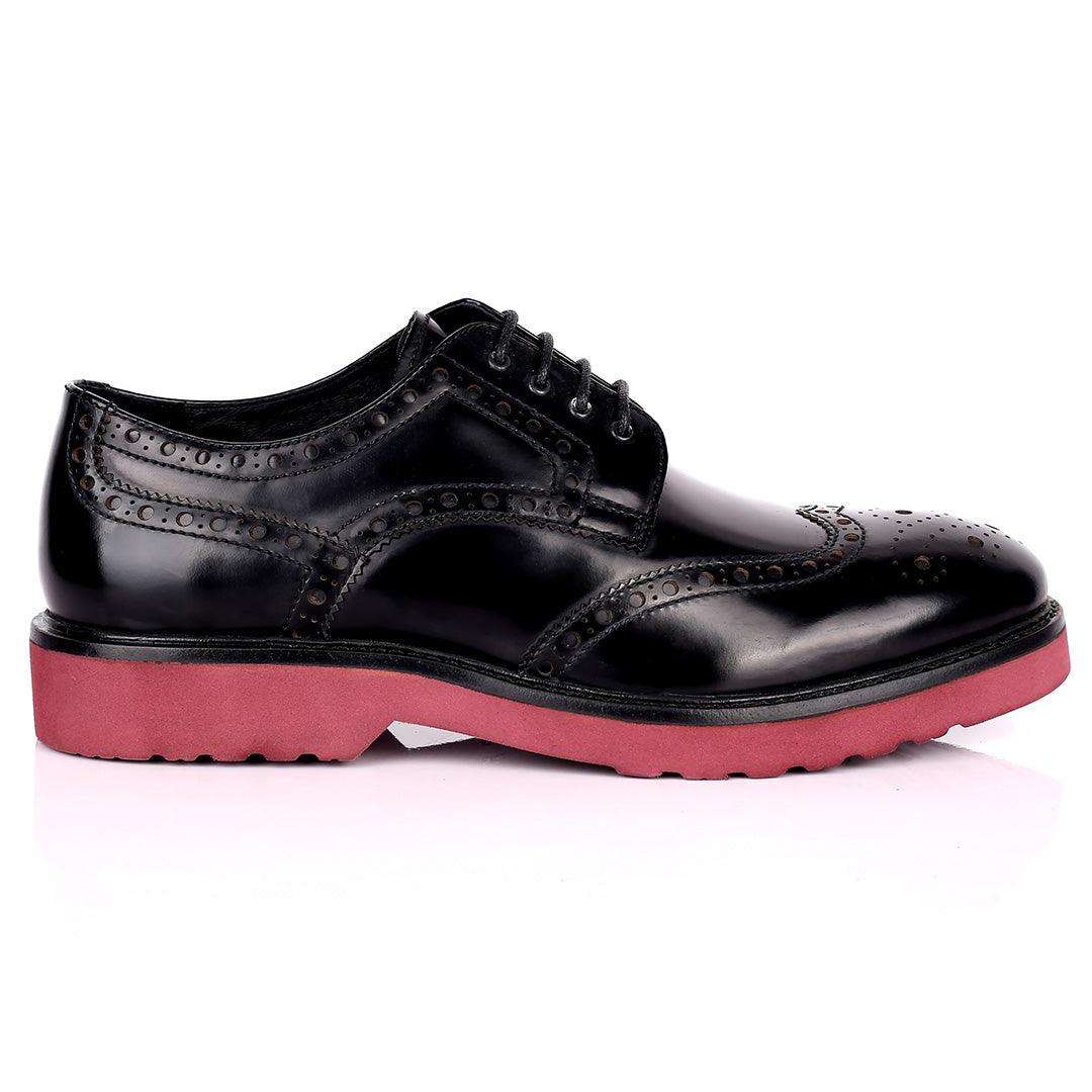 Alb Leather Perforated Designed Formal Shoes - Black - Obeezi.com
