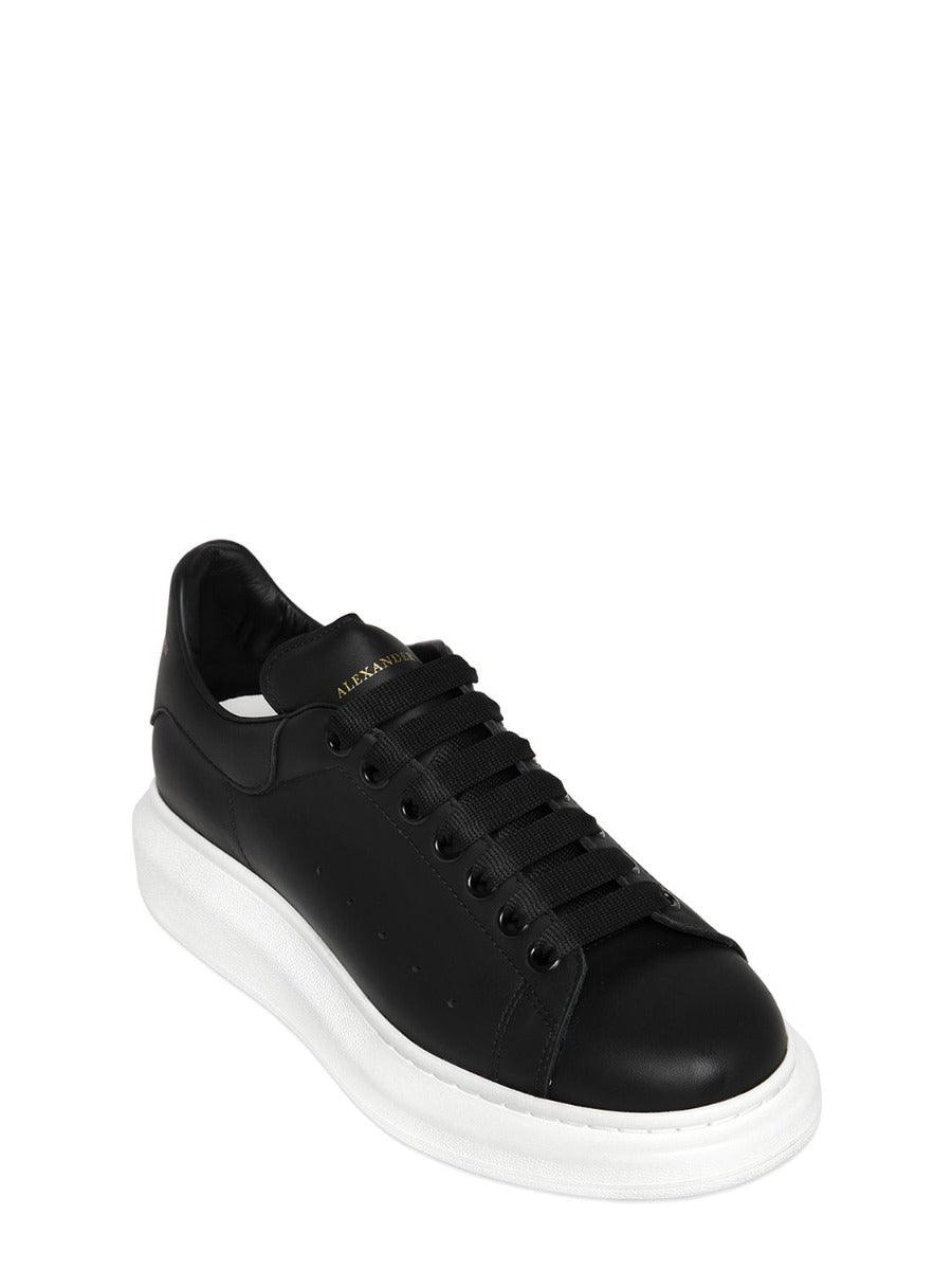 Alexander Mcqueen 45mm Leather Platform Black and White Sneakers - Obeezi.com