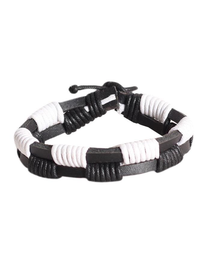 ALPHA MAN Men's Zebra double Thread-Woven Leather Bracelet - Obeezi.com