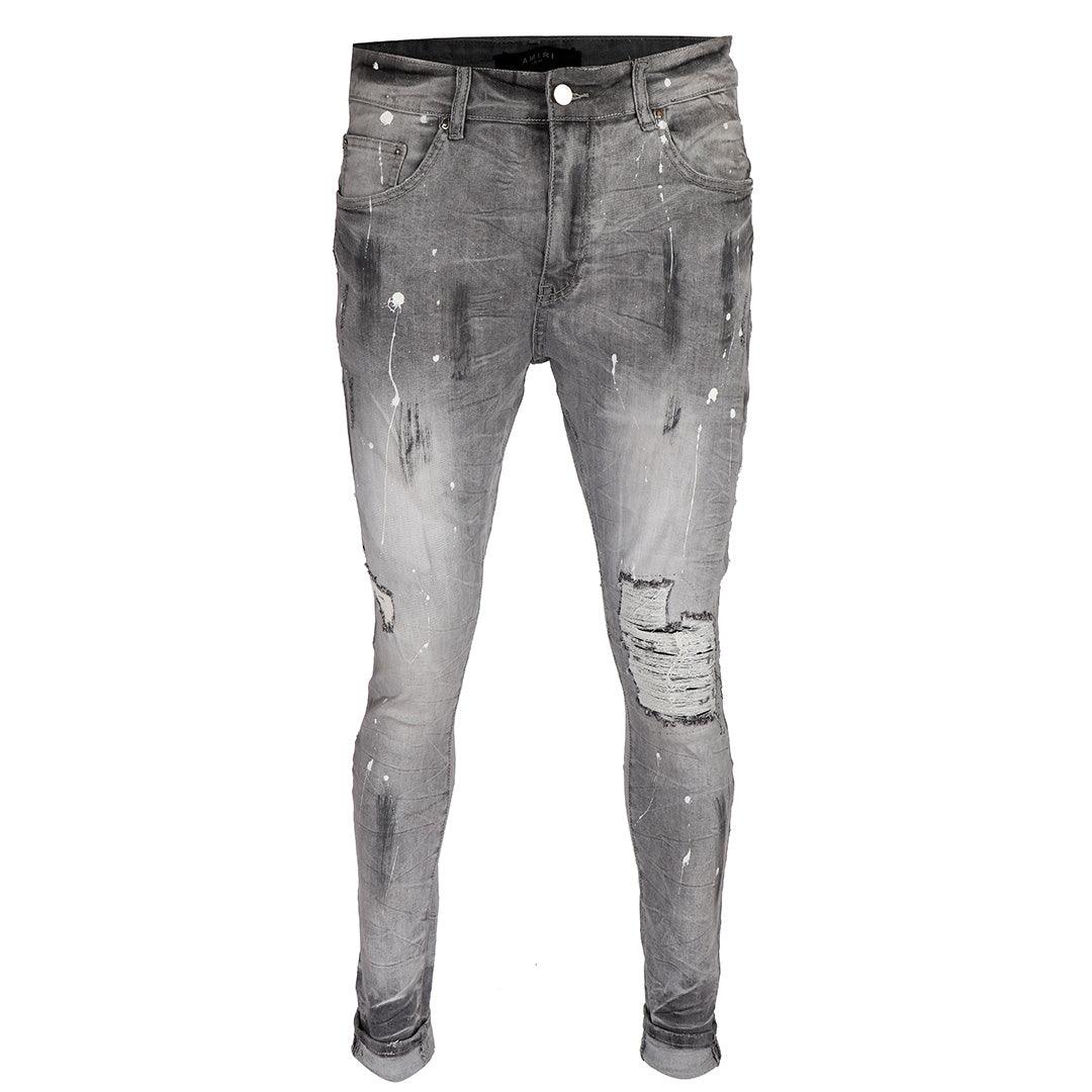 Ami Authentic Men's Ripped Jeans- Black - Obeezi.com