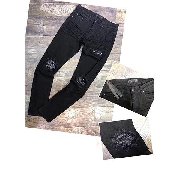 Amiri Slim-fit Ribbed biker Black Jeans Trouser - Obeezi.com