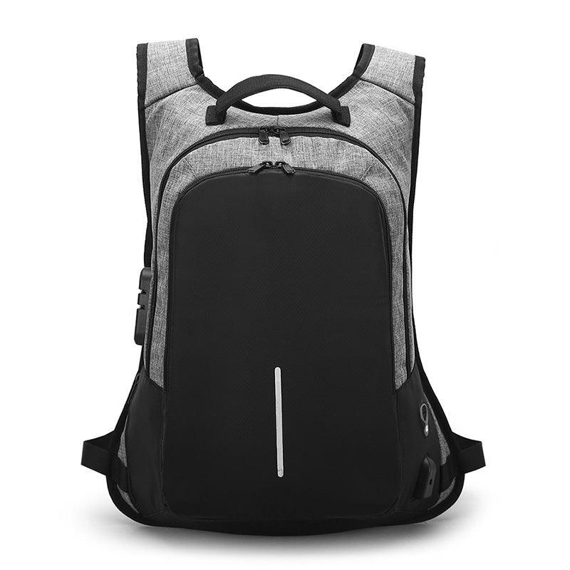 Anti-Theft College Backpack And Security Lock Grey Bag - Obeezi.com